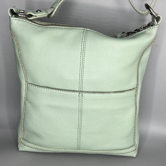THE SAK LUCIA PASTEL GREEN PEBBLE LEATHER W/BLACK METAL TONE HARDWARE CROSSBODY - Picture 2 of 10
